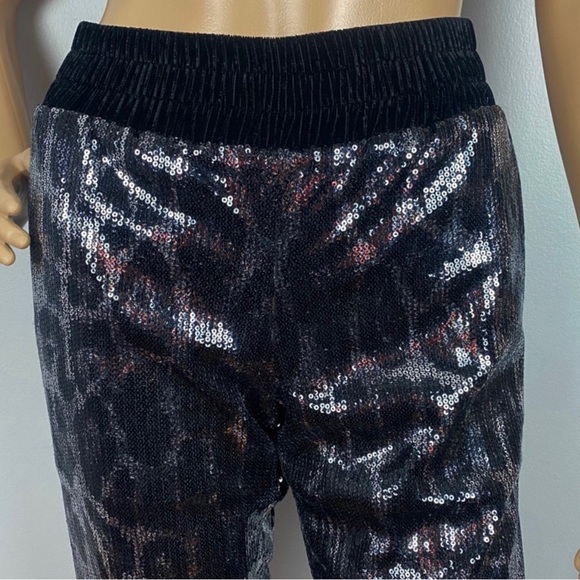 NEW RTA SEQUIN LEOPARD JOGGER PANTS - Picture 3 of 9